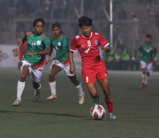 साफ यू-२० महिला च्याम्पियनसिपः बंगलादेशसंग नेपाल ३—० गोल अन्तरले पराजित